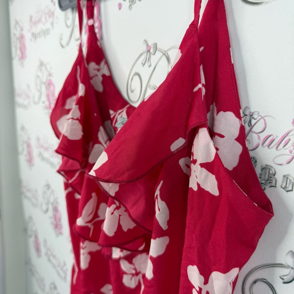 Kismet dress flowy ruffles flowers floral Vibrant Red and White Dress - Picture 5 of 13